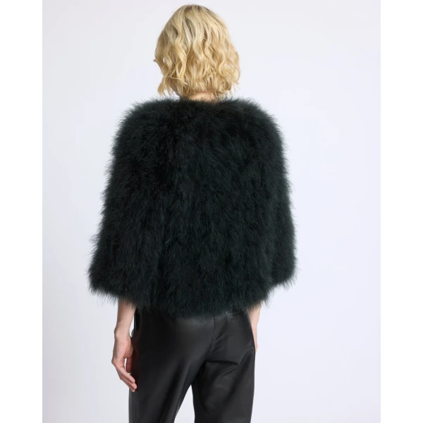 Yves Salomon Short Feather Jacket in Dark Teal | Jackets | Luxury Shoes 
