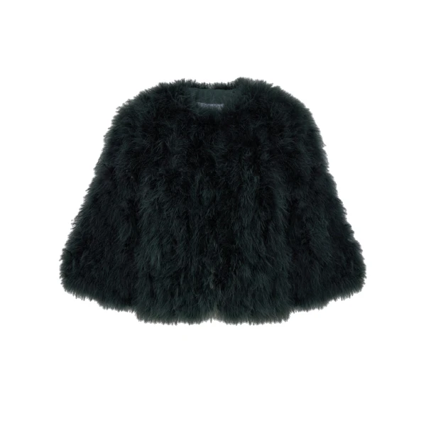 Short Feather Jacket in Dark Teal