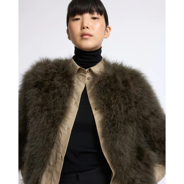Yves Salomon Short Feather Jacket in Green | Jackets | Luxury Shoes 