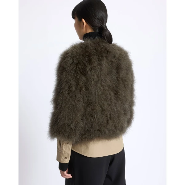 Yves Salomon Short Feather Jacket in Green | Jackets | Luxury Shoes 
