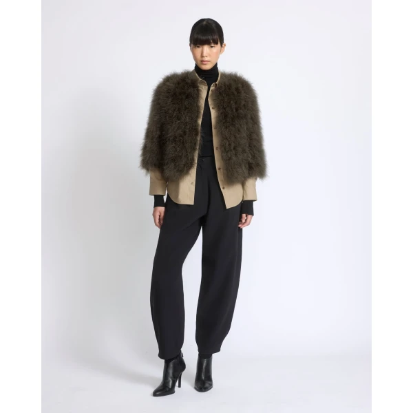 Yves Salomon Short Feather Jacket in Green | Jackets | Luxury Shoes 