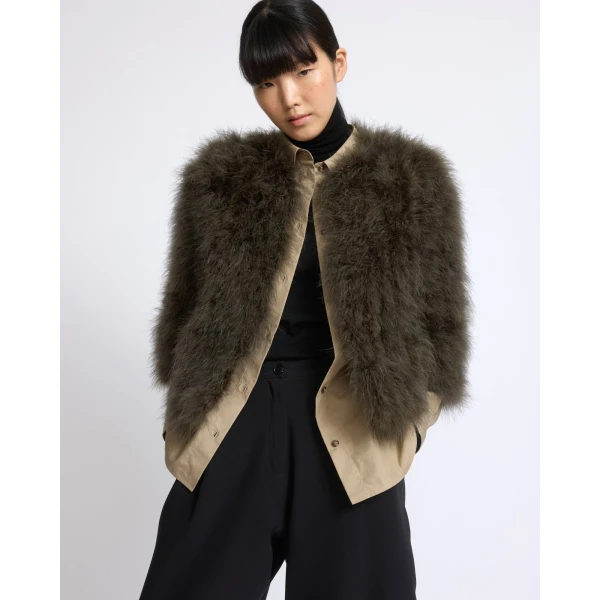 Yves Salomon Short Feather Jacket in Green | Jackets | Luxury Shoes 