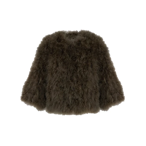 Yves Salomon Short Feather Jacket in Green | Women | Luxury Shoes 