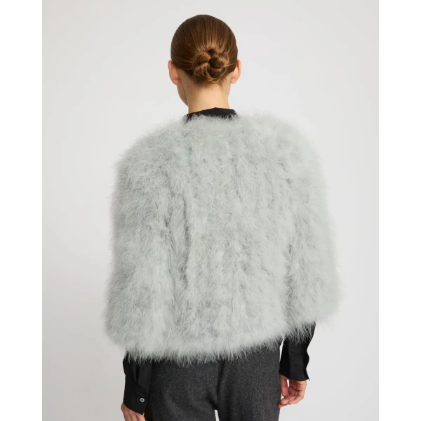 Yves Salomon Short Feather Jacket in Grey | Jackets | Luxury Shoes 