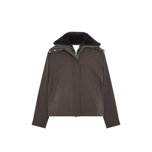 Yves Salomon Short Hooded Waterproof Parka with Lambskin Shearling in Dark Brown | Jackets | Luxury Shoes 