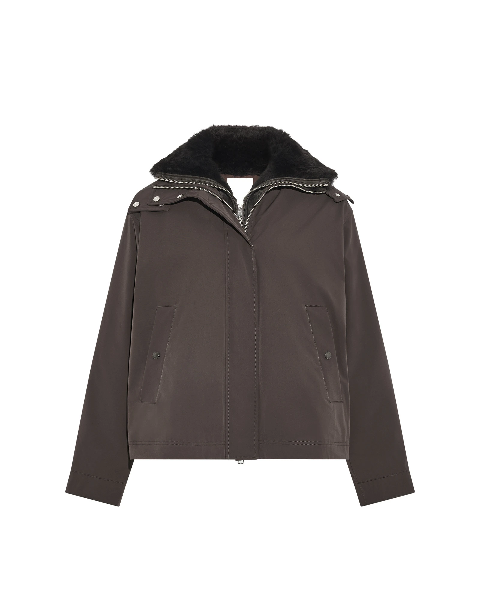 Yves Salomon Short Hooded Waterproof Parka with Lambskin Shearling in Dark Brown Yves Salomon Short Hooded Waterproof Parka with Lambskin Shearling in Dark Brown | Jackets | Luxury Shoes