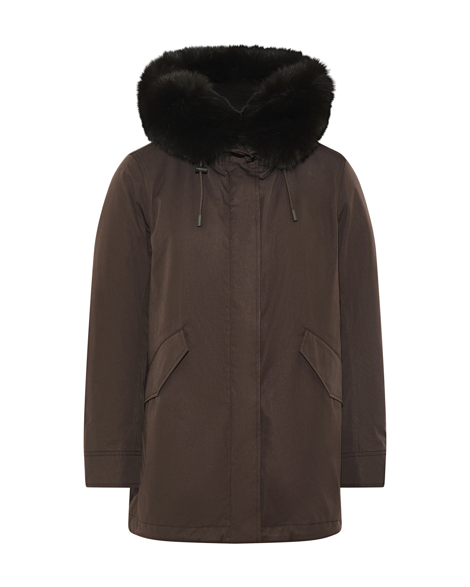 Yves Salomon Short Iconic Waterproof Cotton Parka with Fox and Rabbit Fur in Brown Yves Salomon Short Iconic Waterproof Cotton Parka with Fox and Rabbit Fur in Brown | Women | Luxury Shoes