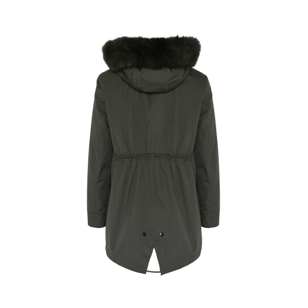 Yves Salomon Short Iconic Waterproof Cotton Parka with Fox and Rabbit Fur in Grey | Jackets | Luxury Shoes 