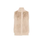 Yves Salomon Short Knitted Merino and Mink Gilet in Beige | Women | Luxury Shoes 
