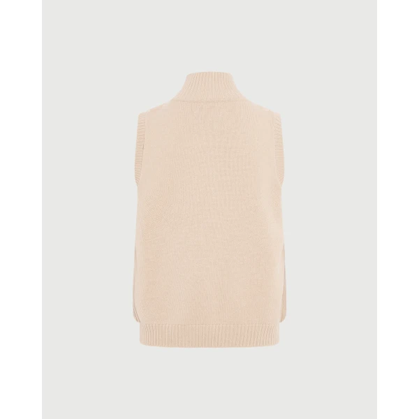 Yves Salomon Short Knitted Merino and Mink Gilet in Beige | Vests | Luxury Shoes 