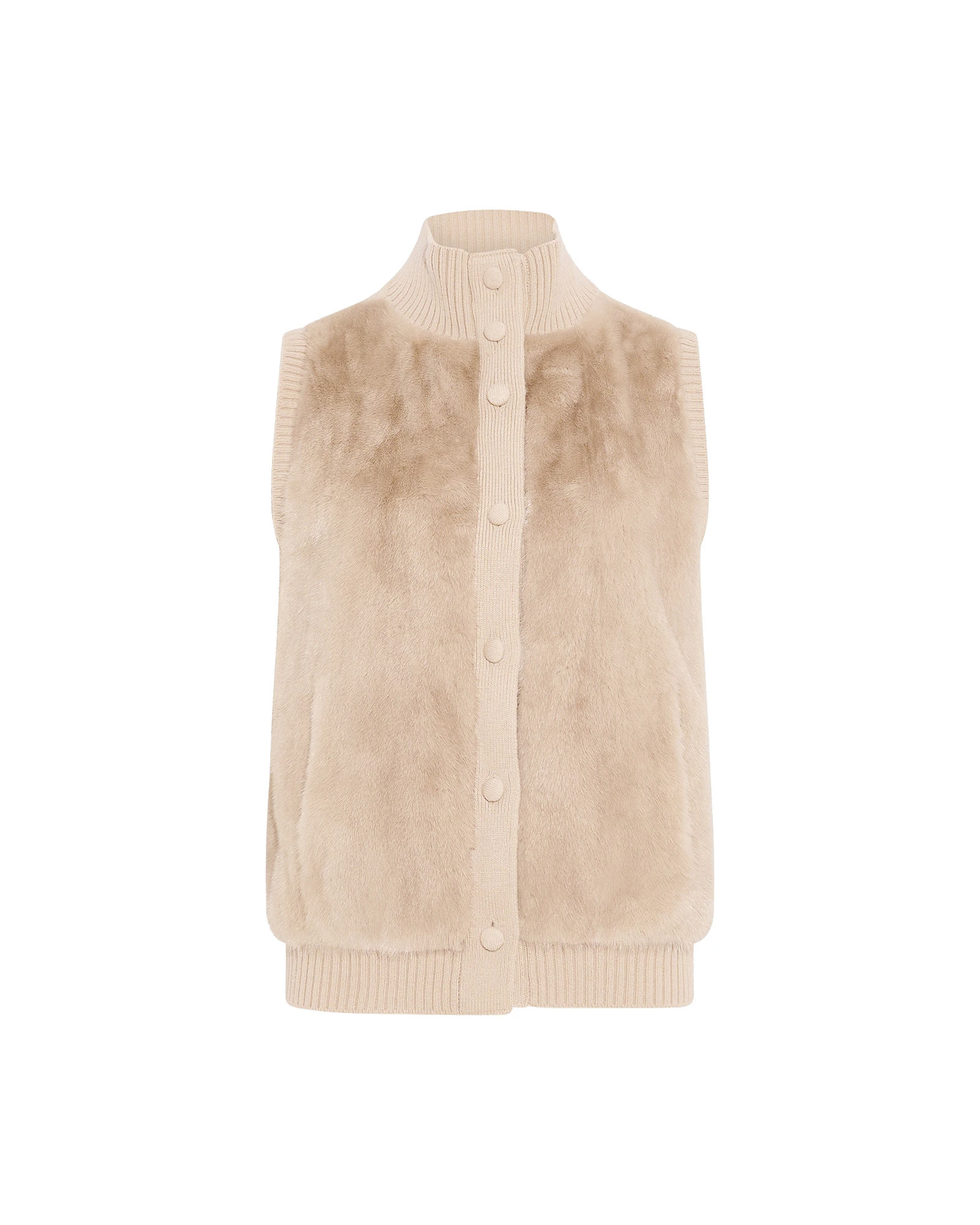 Yves Salomon Short Knitted Merino and Mink Gilet in Beige Yves Salomon Short Knitted Merino and Mink Gilet in Beige | Women | Luxury Shoes