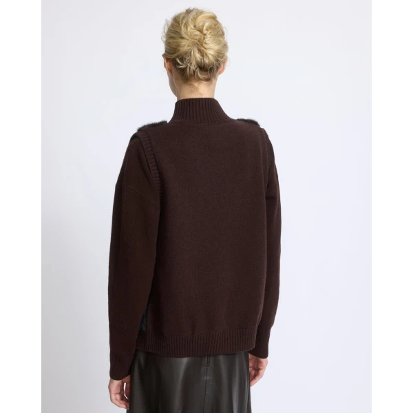 Yves Salomon Short Knitted Merino and Mink Gilet in Brown | Vests | Luxury Shoes 