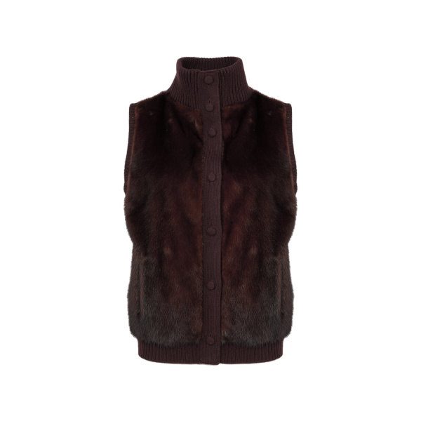 Yves Salomon Short Knitted Merino and Mink Gilet in Brown | Women | Luxury Shoes 