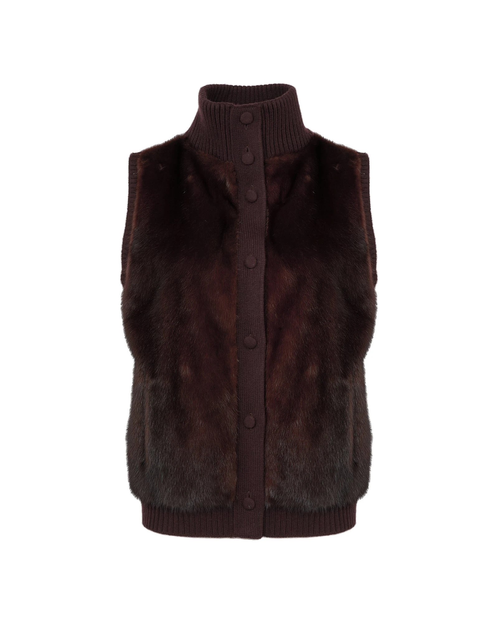 Yves Salomon Short Knitted Merino and Mink Gilet in Brown Yves Salomon Short Knitted Merino and Mink Gilet in Brown | Women | Luxury Shoes