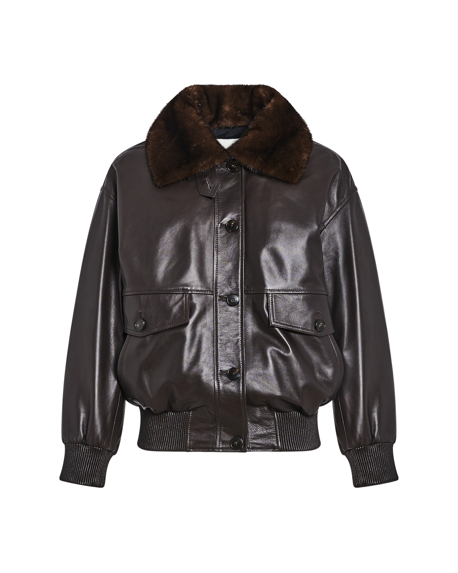 Yves Salomon Short Lambskin Leather Jacket with Detachable Mink Fur Collar in Brown Yves Salomon Short Lambskin Leather Jacket with Detachable Mink Fur Collar in Brown | Leather Jackets | Luxury Shoes