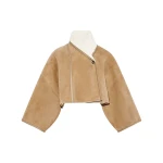 Yves Salomon Short Lambskin Shearling Cape in Camel | Shearling Coat | Luxury Shoes 