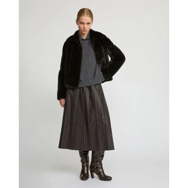 Yves Salomon Short Long-Haired Mink Fur Jacket in Black | Mink Jacket | Luxury Shoes 