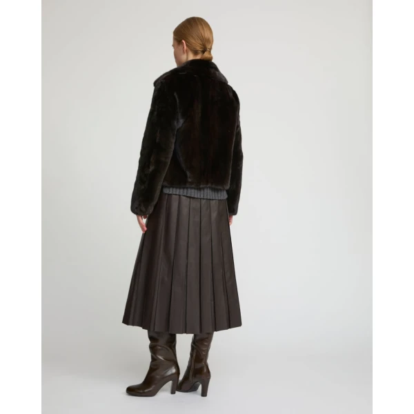 Yves Salomon Short Long-Haired Mink Fur Jacket in Black | Mink Jacket | Luxury Shoes 
