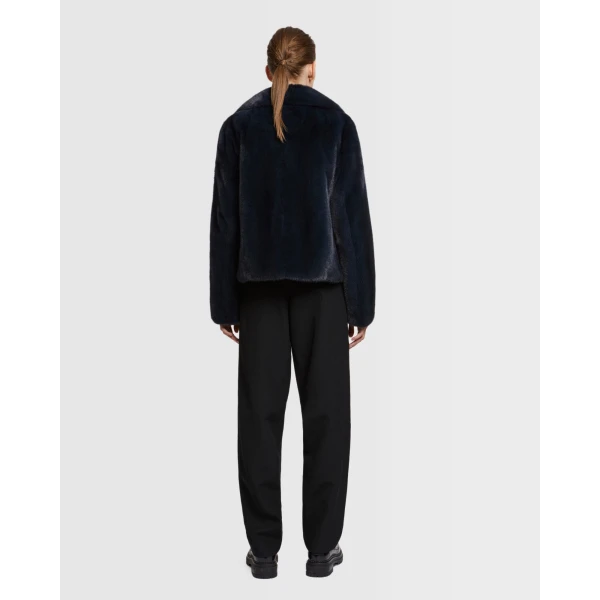 Yves Salomon Short Long-Haired Mink Fur Jacket in Blue | Mink Jacket | Luxury Shoes 
