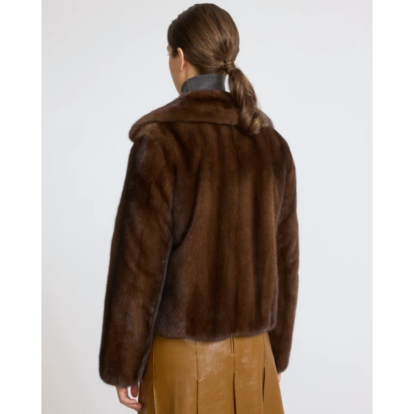 Yves Salomon Short Long-Haired Mink Fur Jacket in Brown | Mink Jacket | Luxury Shoes 