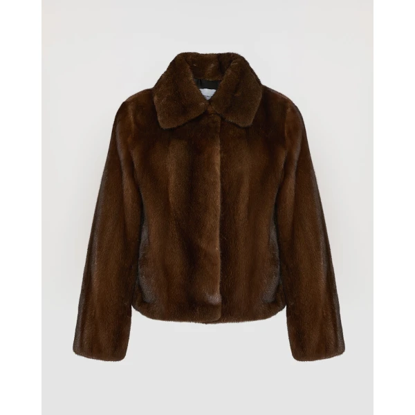 Yves Salomon Short Long-Haired Mink Fur Jacket in Brown | Mink Jacket | Luxury Shoes 
