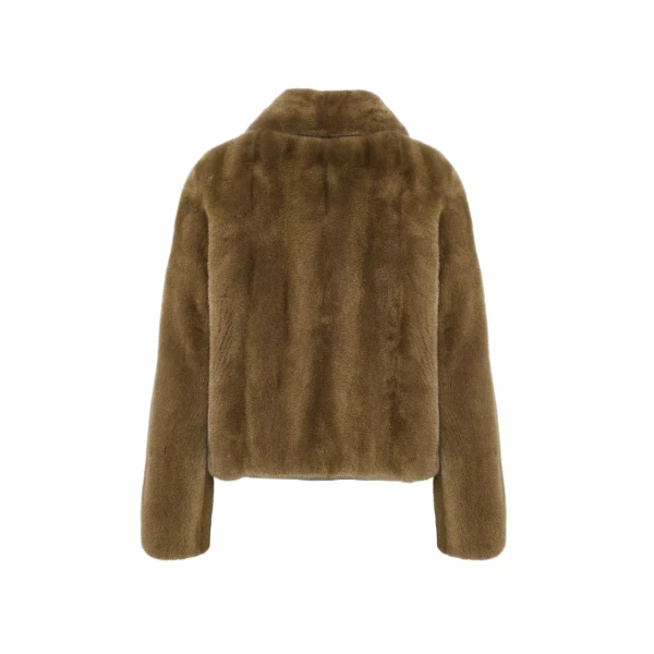Yves Salomon Short Long-Haired Mink Fur Jacket in Green | Women | Luxury Shoes 