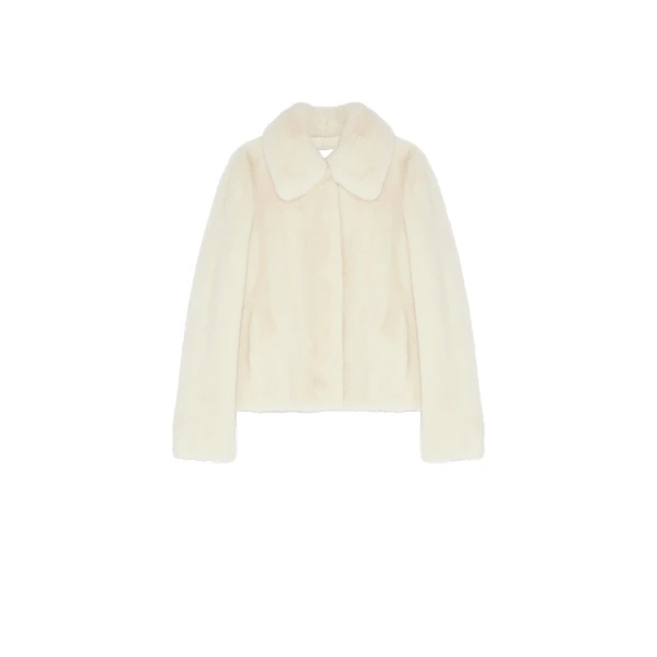 Yves Salomon Short Long-Haired Mink Fur Jacket in White | Women | Luxury Shoes 
