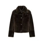 Yves Salomon Short Merino Lambskin Shearling Jacket in Brown | Women | Luxury Shoes 