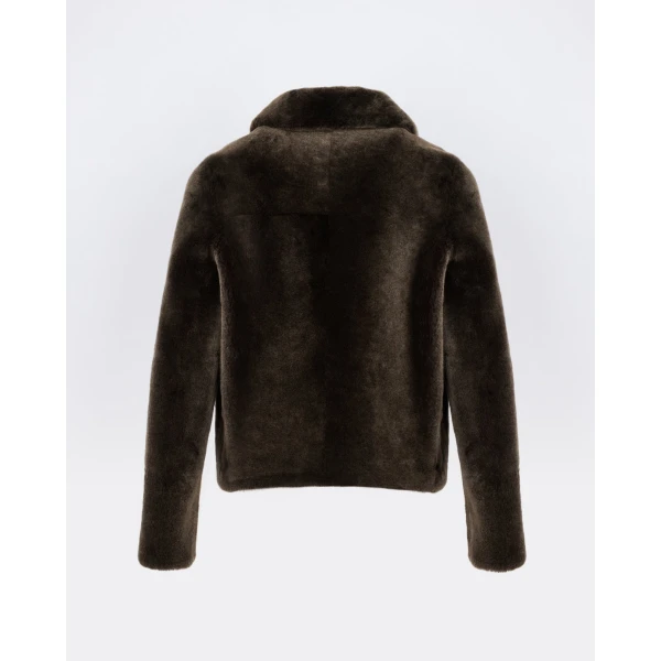 Yves Salomon Short Merino Lambskin Shearling Jacket in Brown | Shearling Jackets | Luxury Shoes 