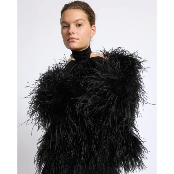 Yves Salomon Short Ostrich Feather Jacket in Black | Jackets | Luxury Shoes 
