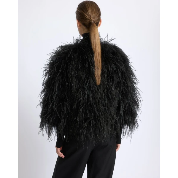 Yves Salomon Short Ostrich Feather Jacket in Black | Jackets | Luxury Shoes 