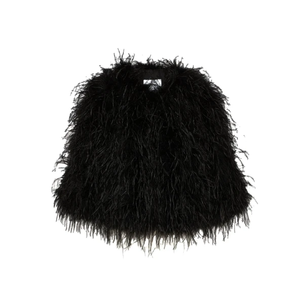 Yves Salomon Short Ostrich Feather Jacket in Black | Women | Luxury Shoes 