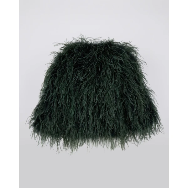 Yves Salomon Short Ostrich Feather Jacket in Dark Teal | Jackets | Luxury Shoes 