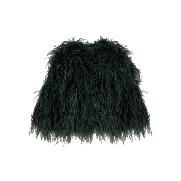 Yves Salomon Short Ostrich Feather Jacket in Dark Teal | Women | Luxury Shoes 
