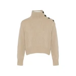Yves Salomon Short Oversized Knitted Jumper in Beige | Women | Luxury Shoes 