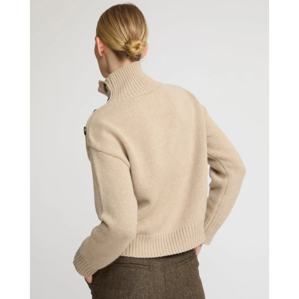 Yves Salomon Short Oversized Knitted Jumper in Beige | Sweaters | Luxury Shoes 
