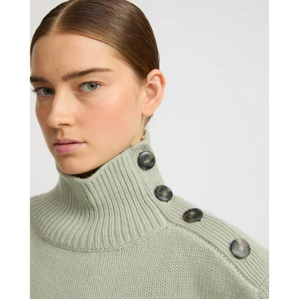 Yves Salomon Short Oversized Knitted Jumper in Light Green | Sweaters | Luxury Shoes 
