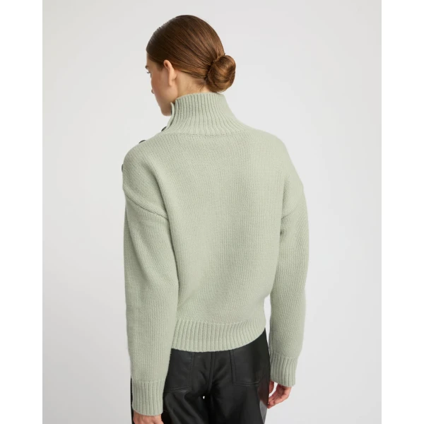Yves Salomon Short Oversized Knitted Jumper in Light Green | Sweaters | Luxury Shoes 
