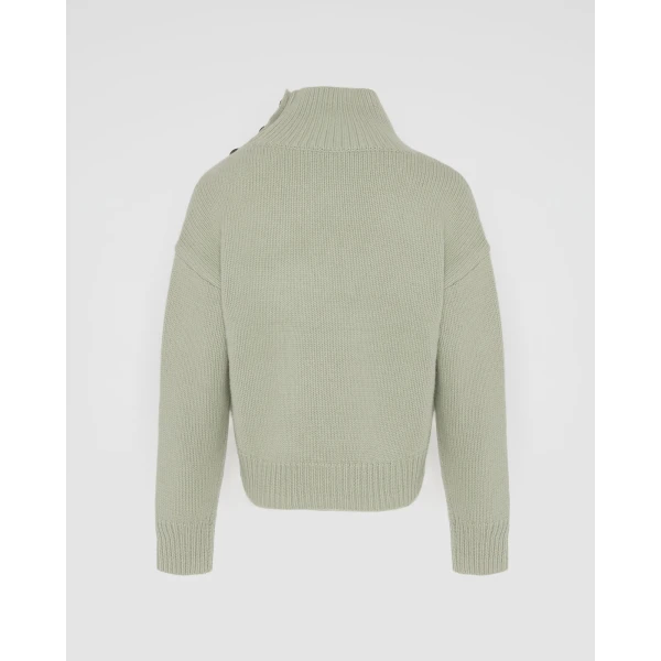 Yves Salomon Short Oversized Knitted Jumper in Light Green | Sweaters | Luxury Shoes 