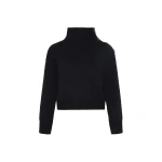 Yves Salomon Short Oversized Knitted Sweater in Black | Women | Luxury Shoes 