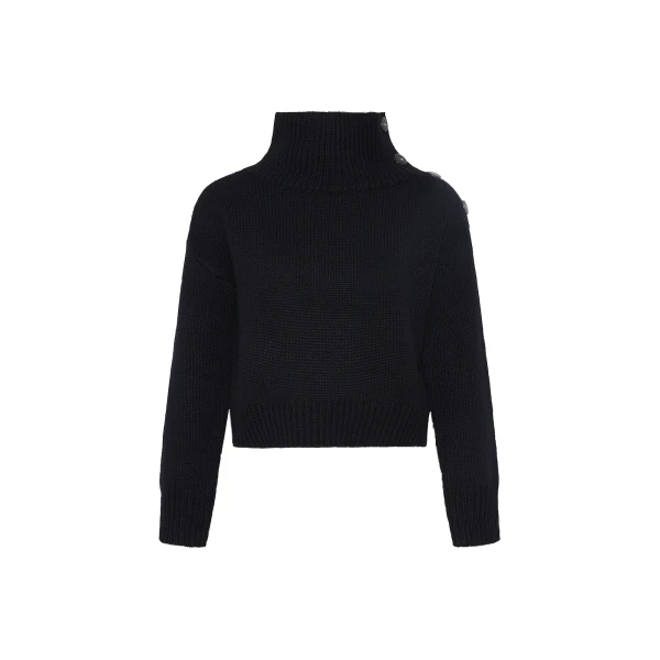 Short Oversized Knitted Sweater in Black