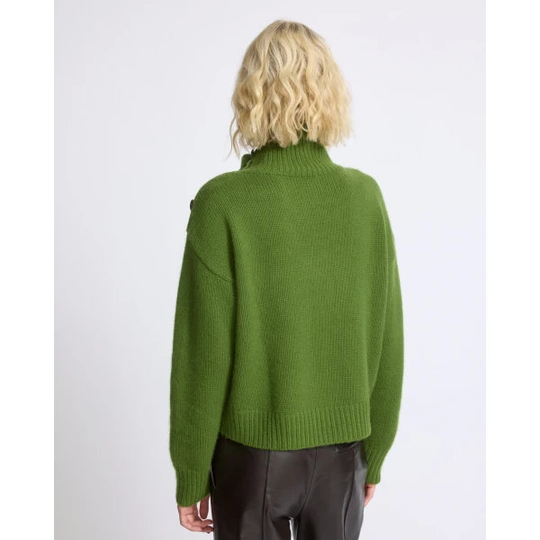Yves Salomon Short Oversized Knitted Sweater in Green | Sweaters | Luxury Shoes 