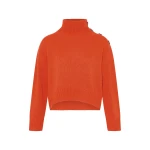 Yves Salomon Short Oversized Knitted Sweater in Red Orange | Women | Luxury Shoes 