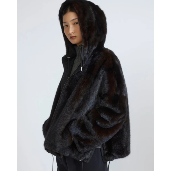 Yves Salomon Short Reversible Water-Repellent Jacket with Mink Fur in Black | Jackets | Luxury Shoes 