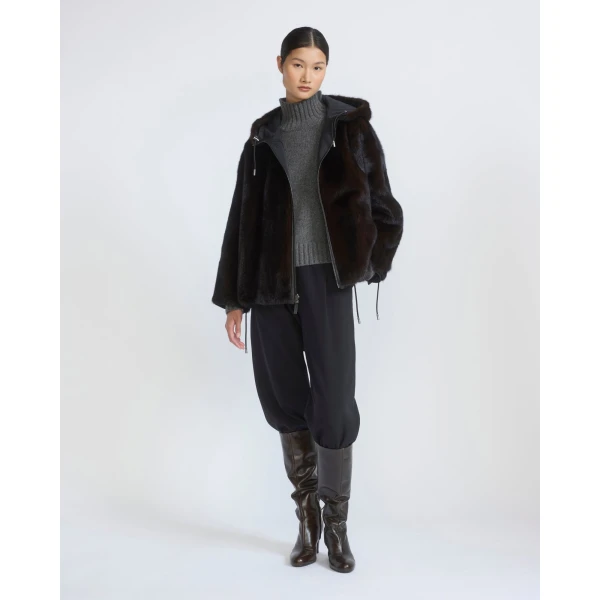 Yves Salomon Short Reversible Water-Repellent Jacket with Mink Fur in Black | Jackets | Luxury Shoes 