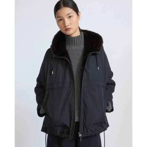 Yves Salomon Short Reversible Water-Repellent Jacket with Mink Fur in Black | Jackets | Luxury Shoes 