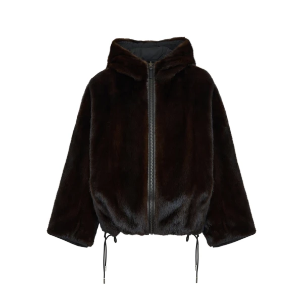 Yves Salomon Short Reversible Water-Repellent Jacket with Mink Fur in Black | Women | Luxury Shoes 