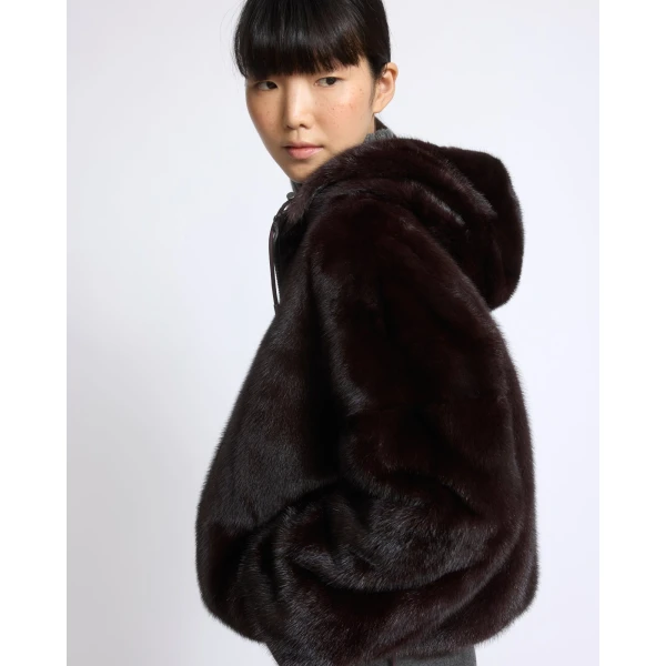 Yves Salomon Short Reversible Water-Repellent Jacket with Mink Fur in Deep Bordeaux | Jackets | Luxury Shoes 