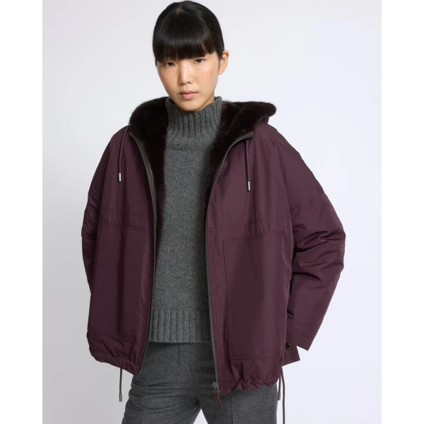 Yves Salomon Short Reversible Water-Repellent Jacket with Mink Fur in Deep Bordeaux | Jackets | Luxury Shoes 