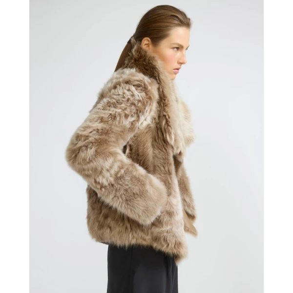 Yves Salomon Short Toscana Lambskin Jacket in Camel | Shearling Jackets | Luxury Shoes 